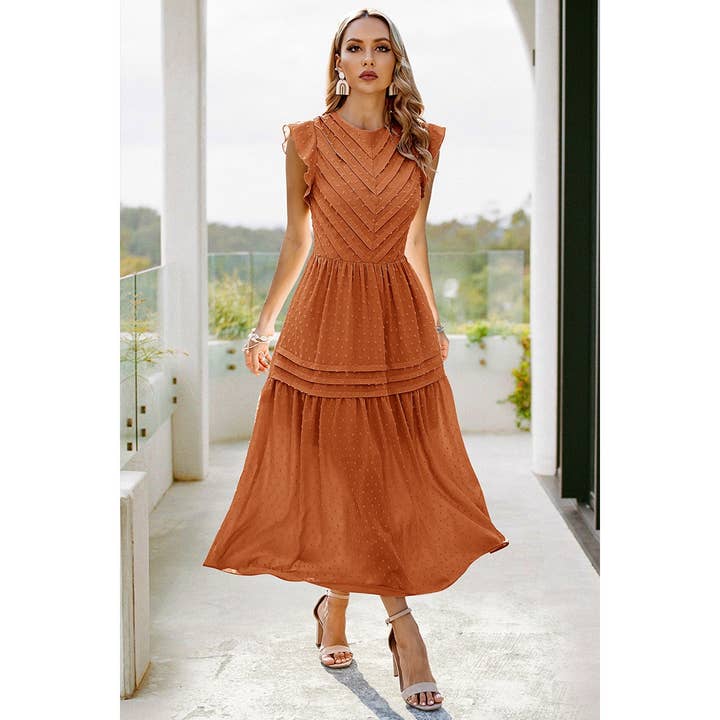 Supreme Fashion - Wholesale Dress - Women's - Ruffle Solid Willow Smocked Maxi Dress