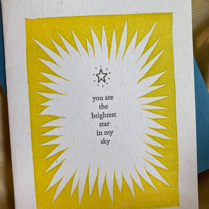 Brightest Star card for wholesale by Deep Ink Letterpress