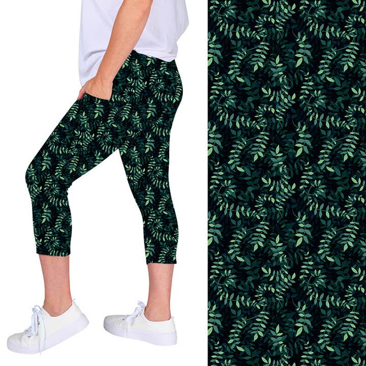 Smaragdgroene Jungle Deluxe Pocket Capri voor wholesale door Natopia