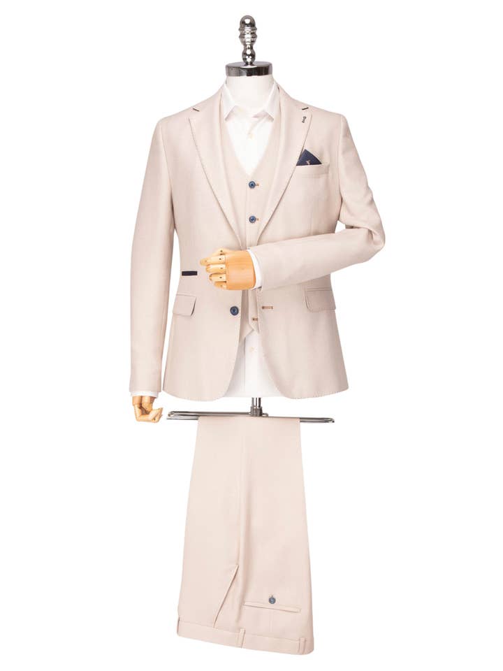Fratelli Uniti - Wholesale Suit Jacket - Men's - Stone Blazer with Contrast Details - Paolo