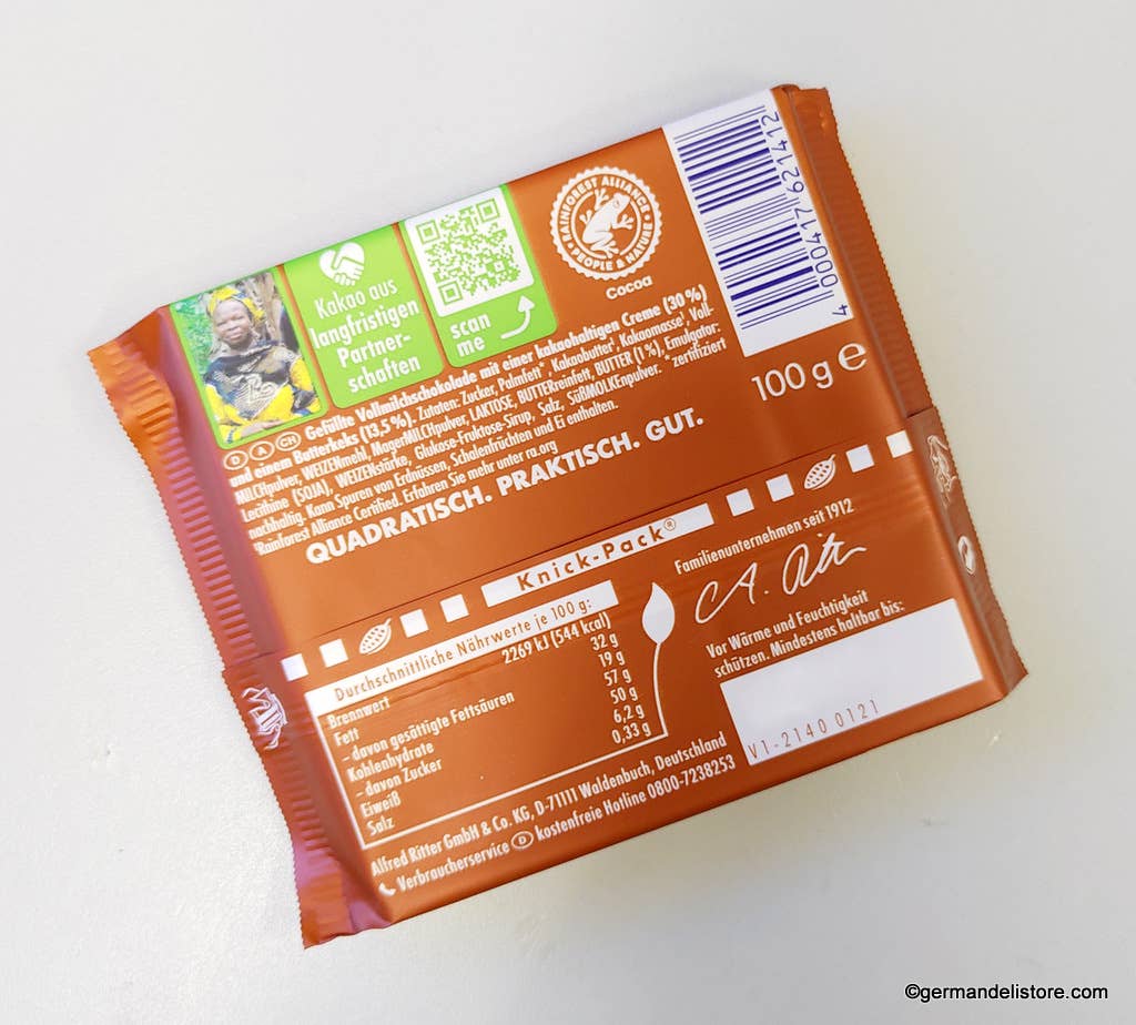 Phoenix Distributions - Wholesale Chocolate - RITTER SPORT Knusperkeks 30% 100 gramm 11count3