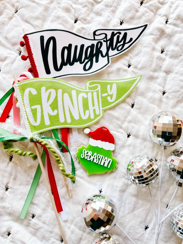 Grinchy Pennant Flag for wholesale by Goldie Letter Company