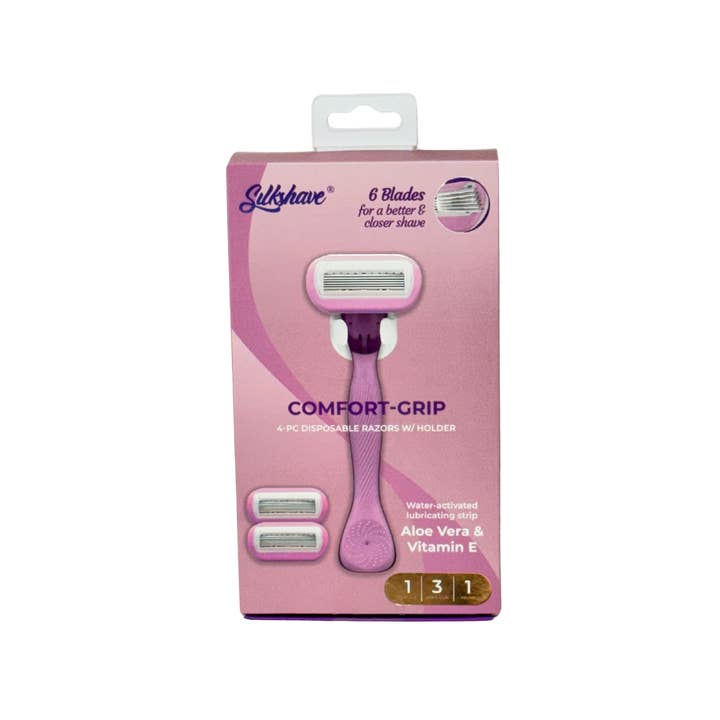 Silkshave Comfort-Grip Disposable Razors for Women, 6-Blade for wholesale by Rucci Professional