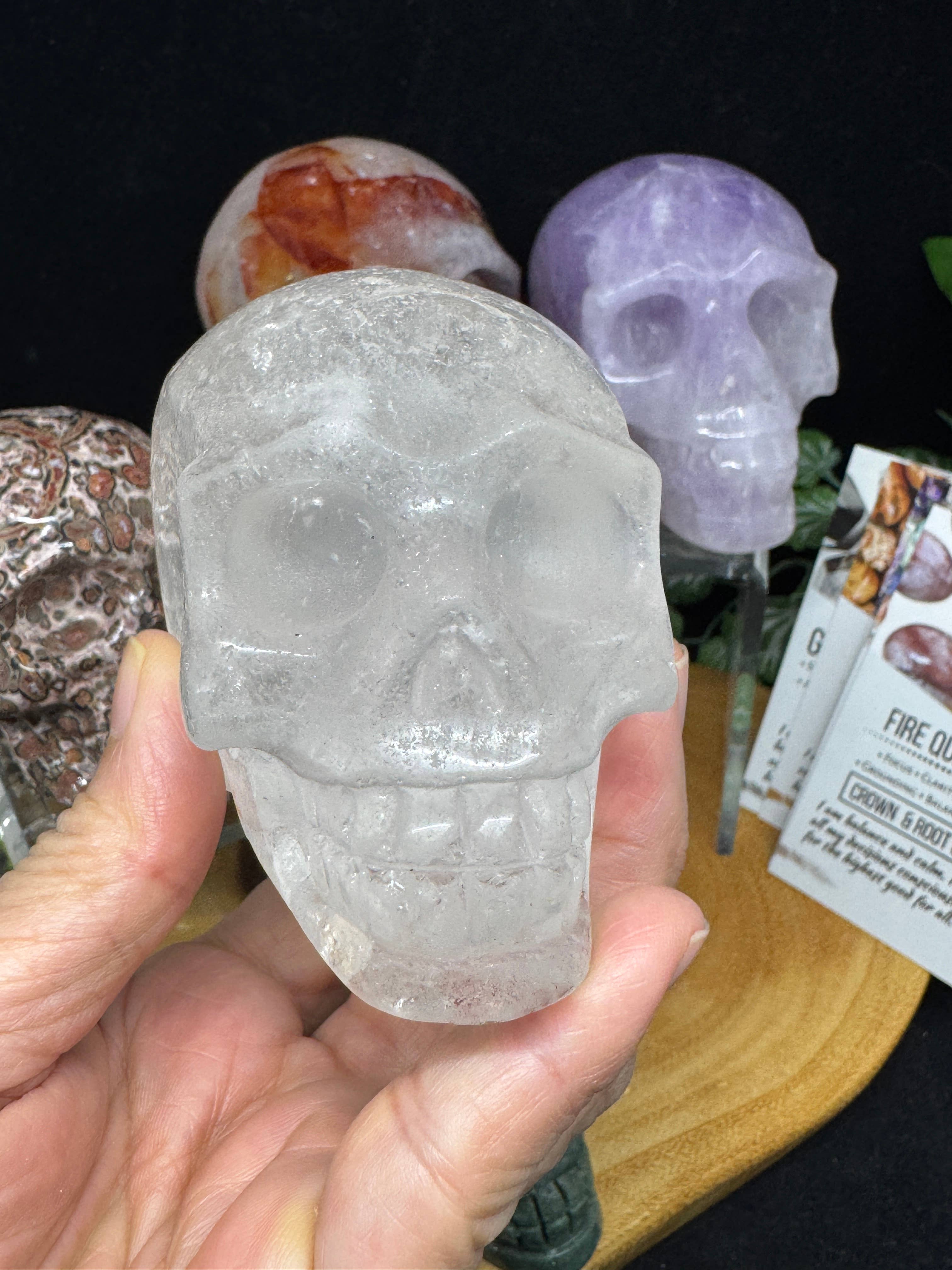 The 7 Directions - Wholesale Spiritual Stone/Crystal - 6 pc Ocean Jasper Leopardite fire quartz skull bundle G80510