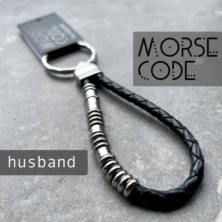 Husband | Morse Code Keyring | Leather Keychain for wholesale by Instinct UK