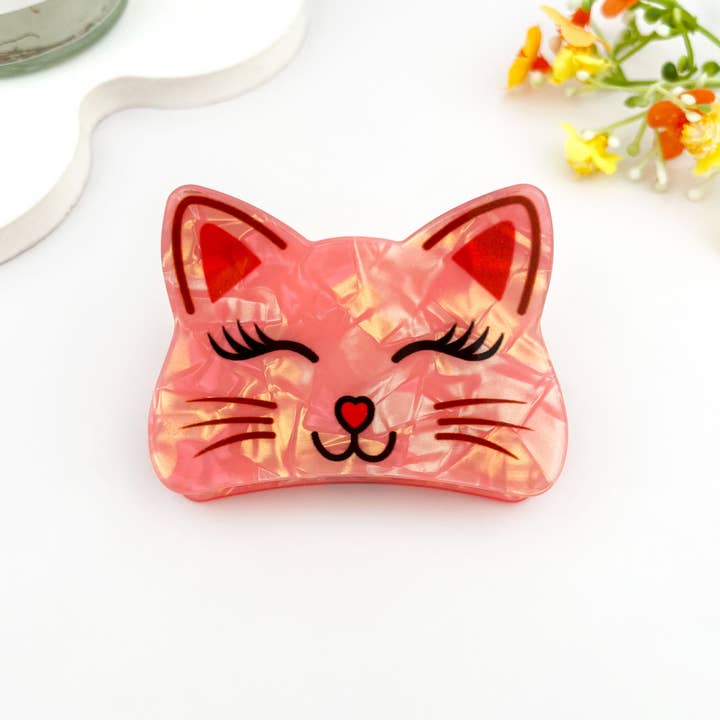 mildstyles - Wholesale Hair clip – Women’s - Cute Smiling Cat Print Animal Hair Claw Clip0