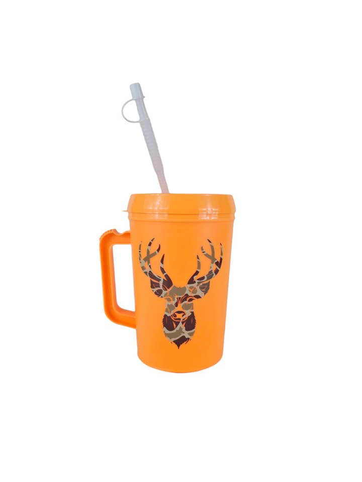 Camo Hunting Buck Deer Mega Trucker Mug 34oz for wholesale by Scratch Decor