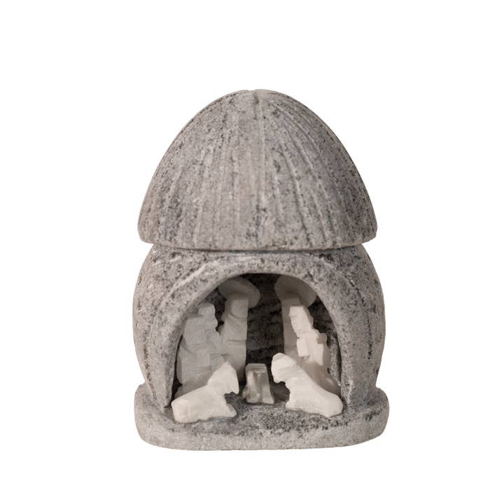 Lucuma Designs - Vendita all'ingrosso Decorazione per presepe - Intaglio in Alabastro della Natività - M 2,25" - Pronto per Regalo, Fatto in Perù2