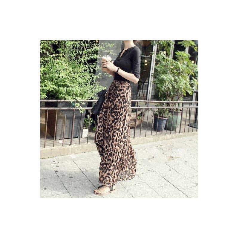 Leopard Print Pleated Midi Skirt for wholesale on Faire3