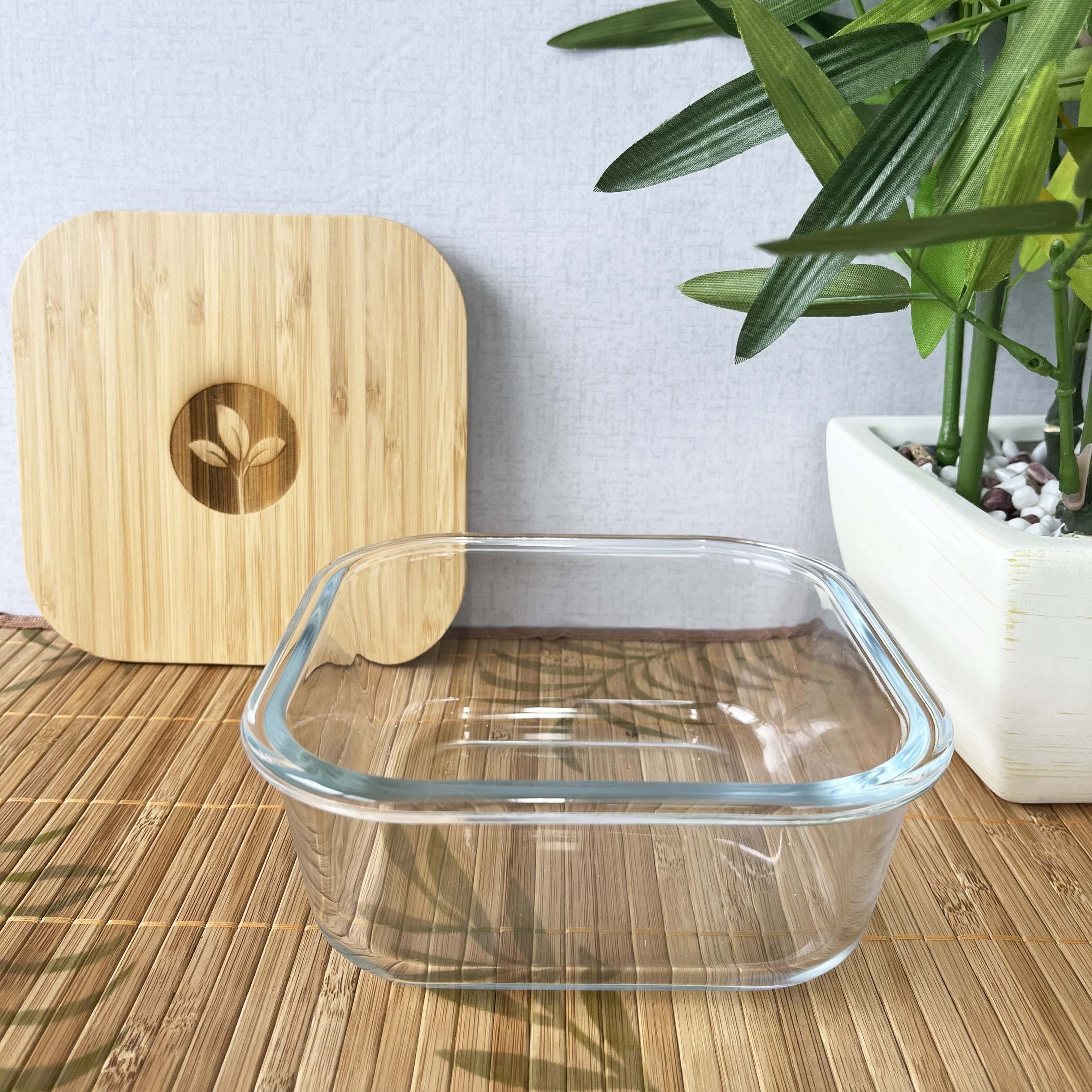 Cherish Planet – wholesale Food storage container – Square Glass Food Container with Bamboo Lid2