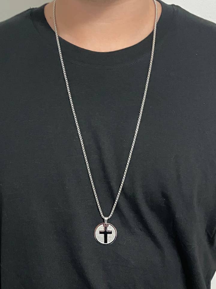 Silver Circle Prayer Cross for wholesale by Silver & Bare