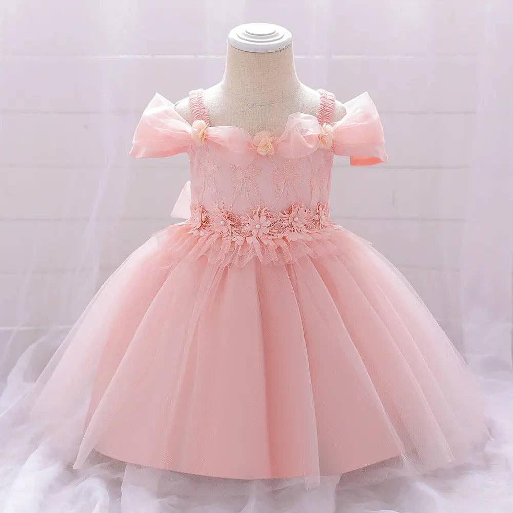 MyKids-USA® - Wholesale Dress - Baby - Newborn Baby Girl Birthday Baptism Dress One Shoulder Puff Sleeves Princess Dress9