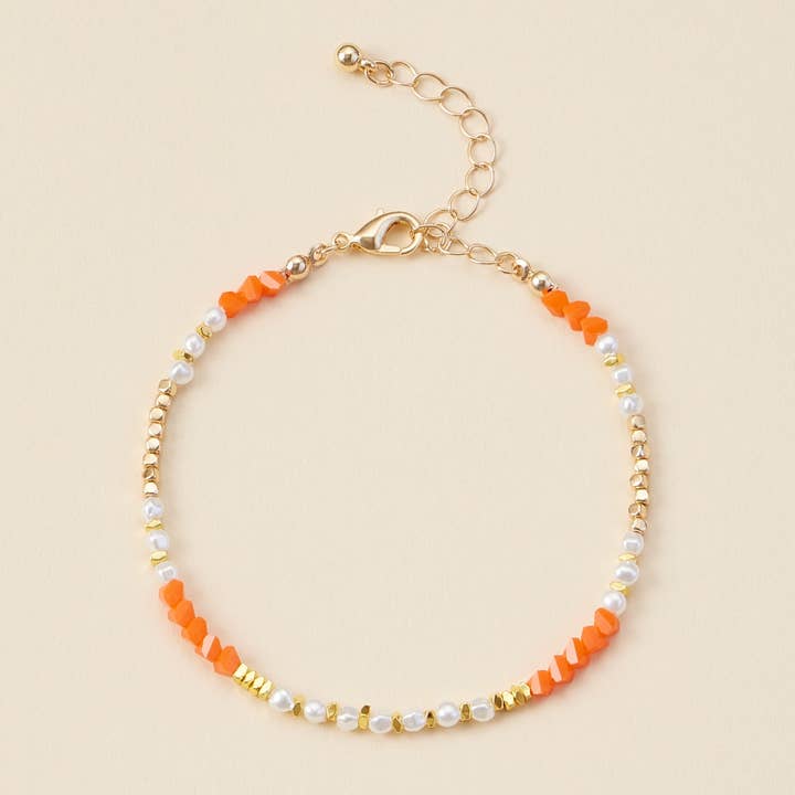 Frem - Wholesale Anklet - Pearl & Glass Beaded Basic Anklet2