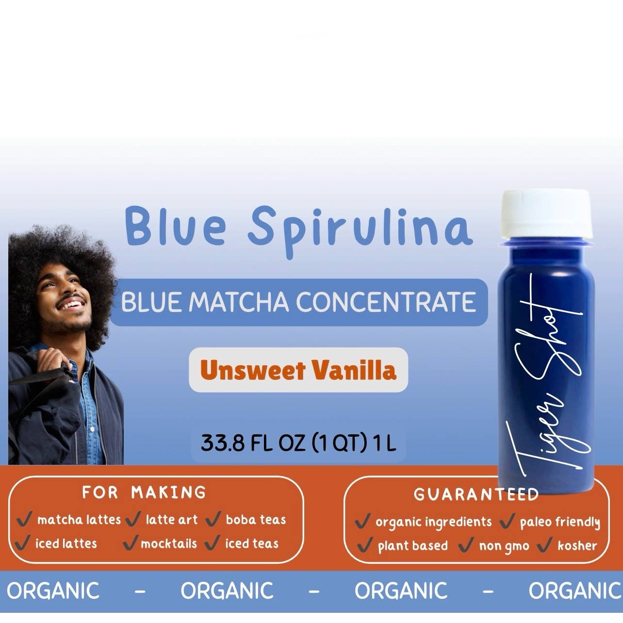 TIGER SHOT - Wholesale Protein/Superfood Powder - BLUE MATCHA SHOT for lattes (16 Servings)2