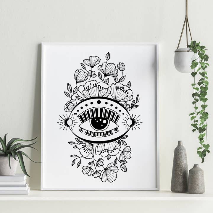 Floral Moon Seeing Eye Print 11x14 for wholesale by Paul Family Designs
