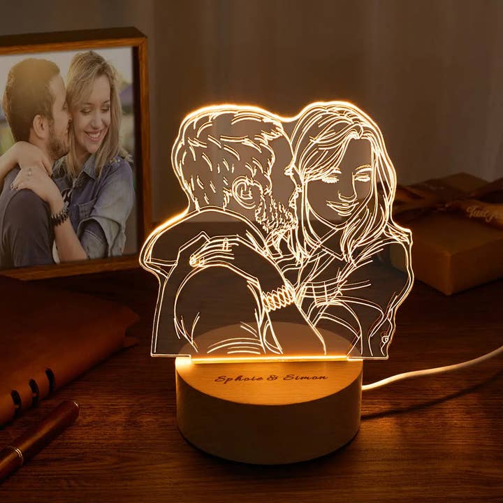 Naomi's Happy Place Shop - Wholesale Night light - Custom Acrylic 3D Photo Lamp LED Night Lights With Wood Base2