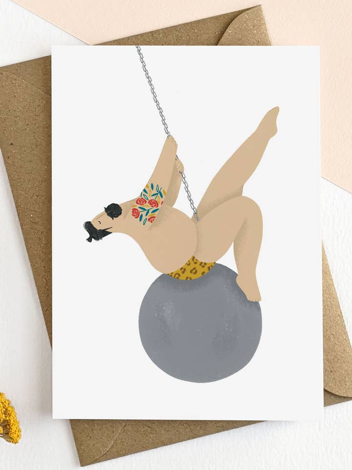 Illustrated Sexy Man Funny Card for wholesale by Elsa Rose Frere