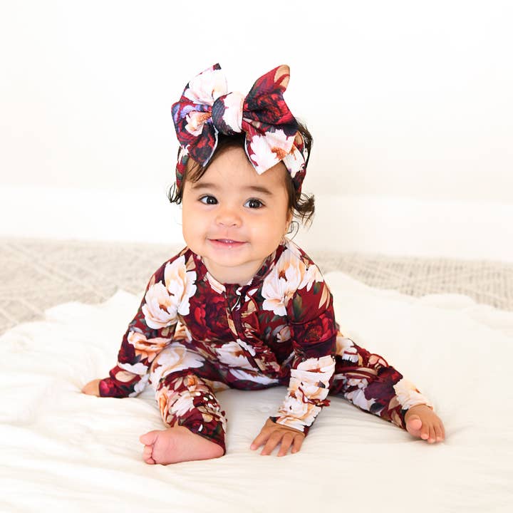 Gigi and Max - Wholesale Jumpsuit – Baby - Maya RUFFLE ZIP Bamboo One Piece Floral Baby Clothing7