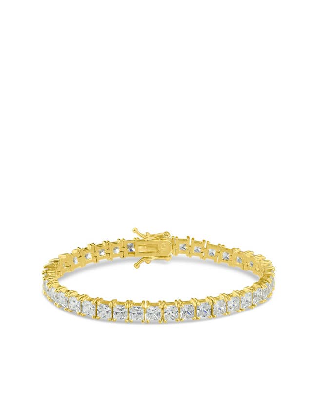 Classic Princess Cut Tennis Bracelet Gold Plated for wholesale by CZ by Kenneth Jay Lane