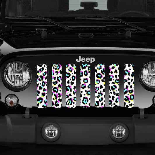 90s Leopard Print Jeep Grille Insert For Wrangler, Gladiator for wholesale by Dirty Acres