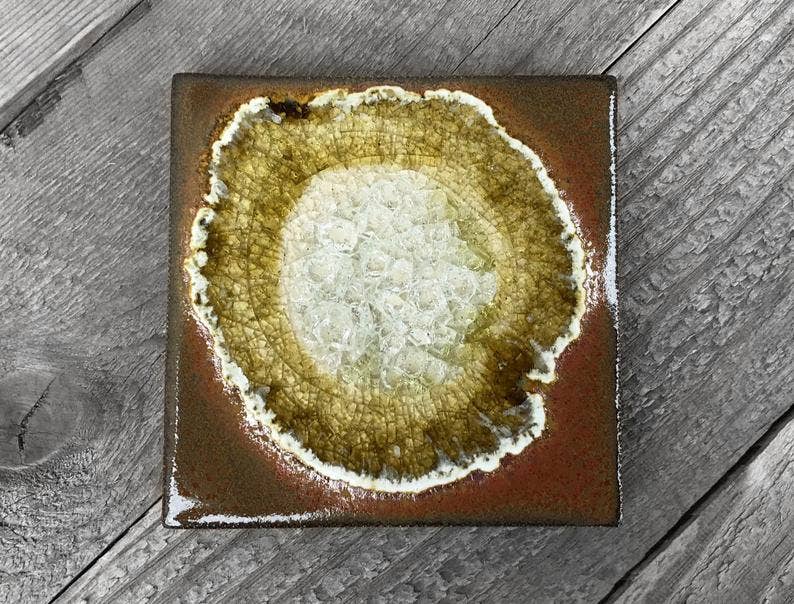 Dock 6 Pottery - Vente Sous-verre - Sous-verre Geode Crackle, individuel, 4 « x 4", verre fondu10