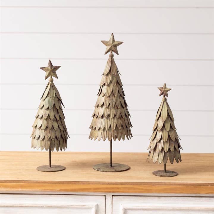 Audrey's Home & Gift - Wholesale Christmas Decoration - Vintage Green Metal Christmas Trees (Set Of 03)2