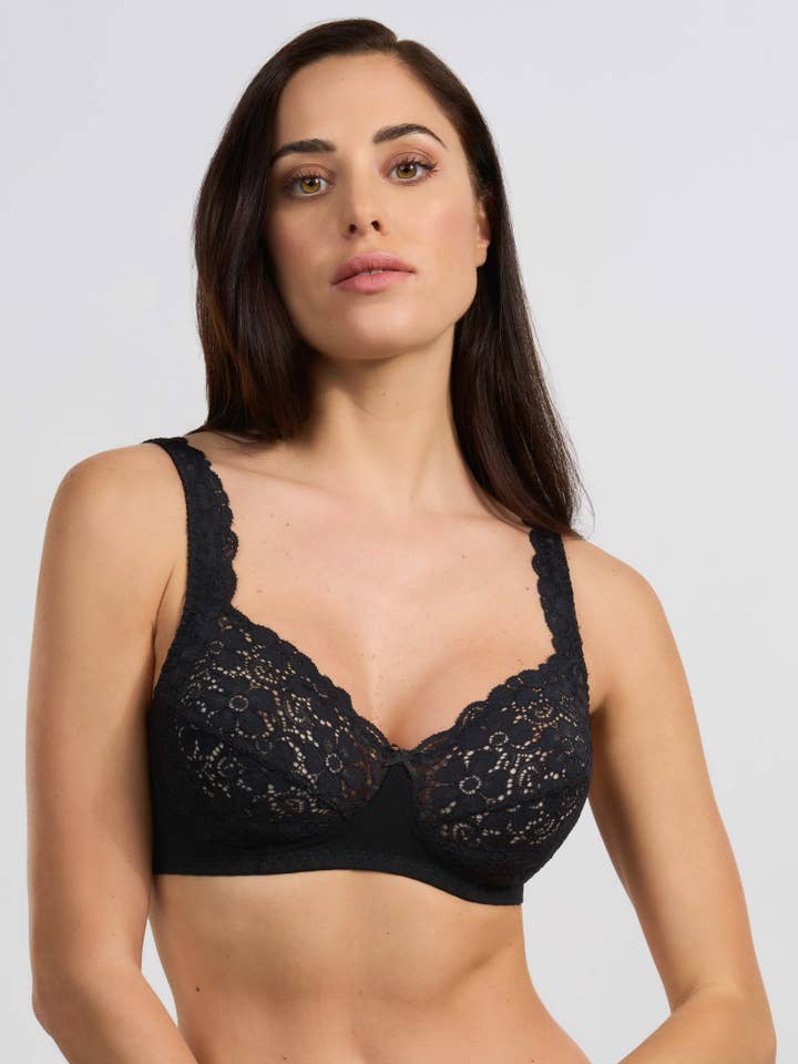 Spiman - Vente Soutien-gorge – femme - Soutien-gorge en tissu élastique et dentelle avec rembourrage latéral