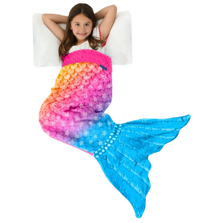 MERMAZING Starlight Sparkle Mermaid Tail Blanket for Kids for wholesale by Blankie Tails