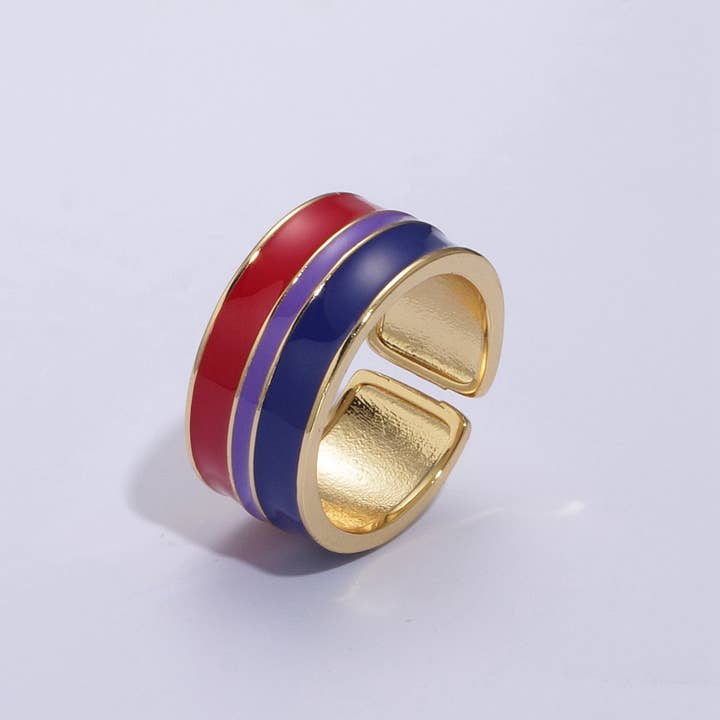 Aim Eternal - Wholesale Band/Stacked Ring - Pride Flag Rings LGBTQ Ring Gold Filled Open Adjustable Stac2