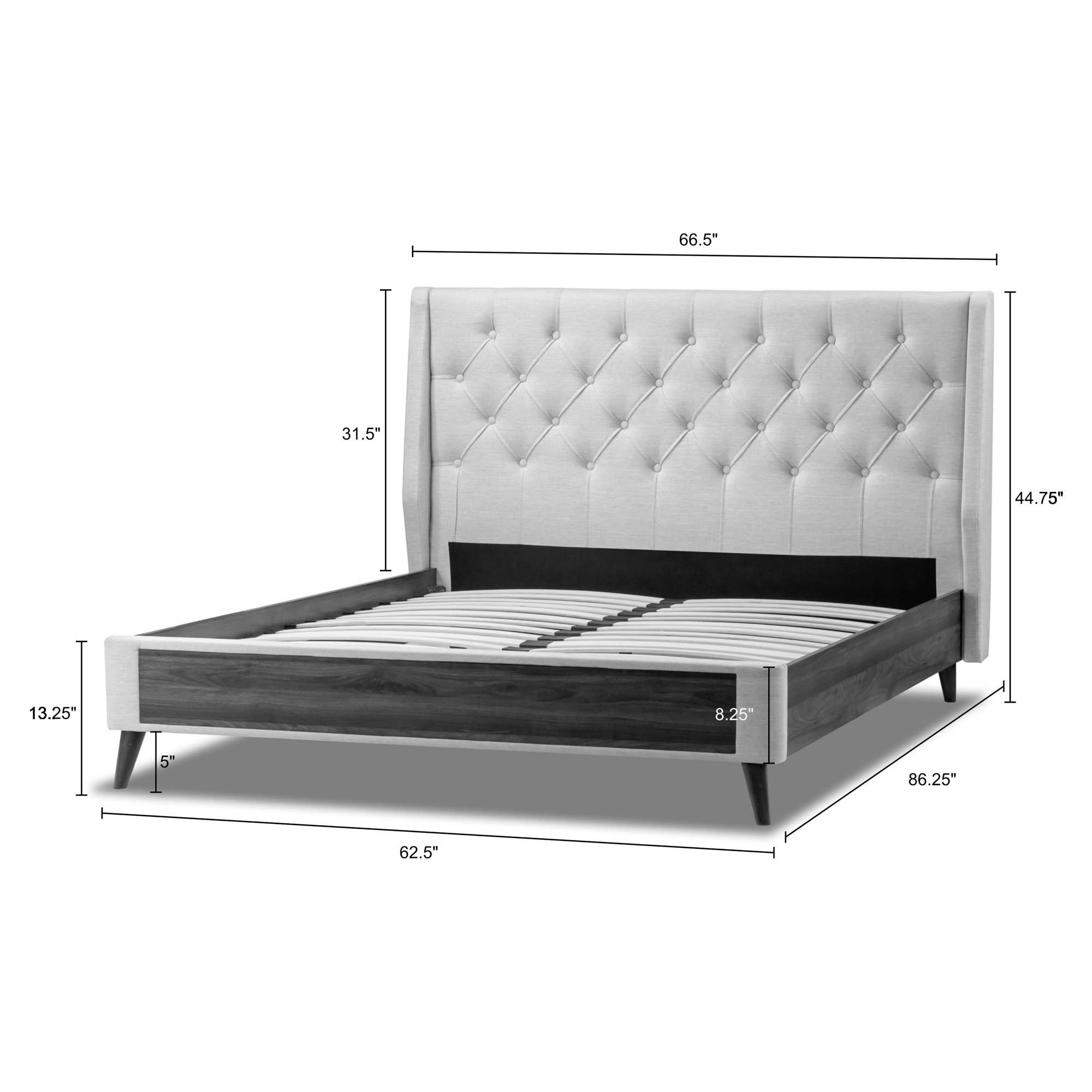 Glamour Home - Wholesale Bed - Arlo Beige Fabric Queen Bed with Wings and Button Tufting3