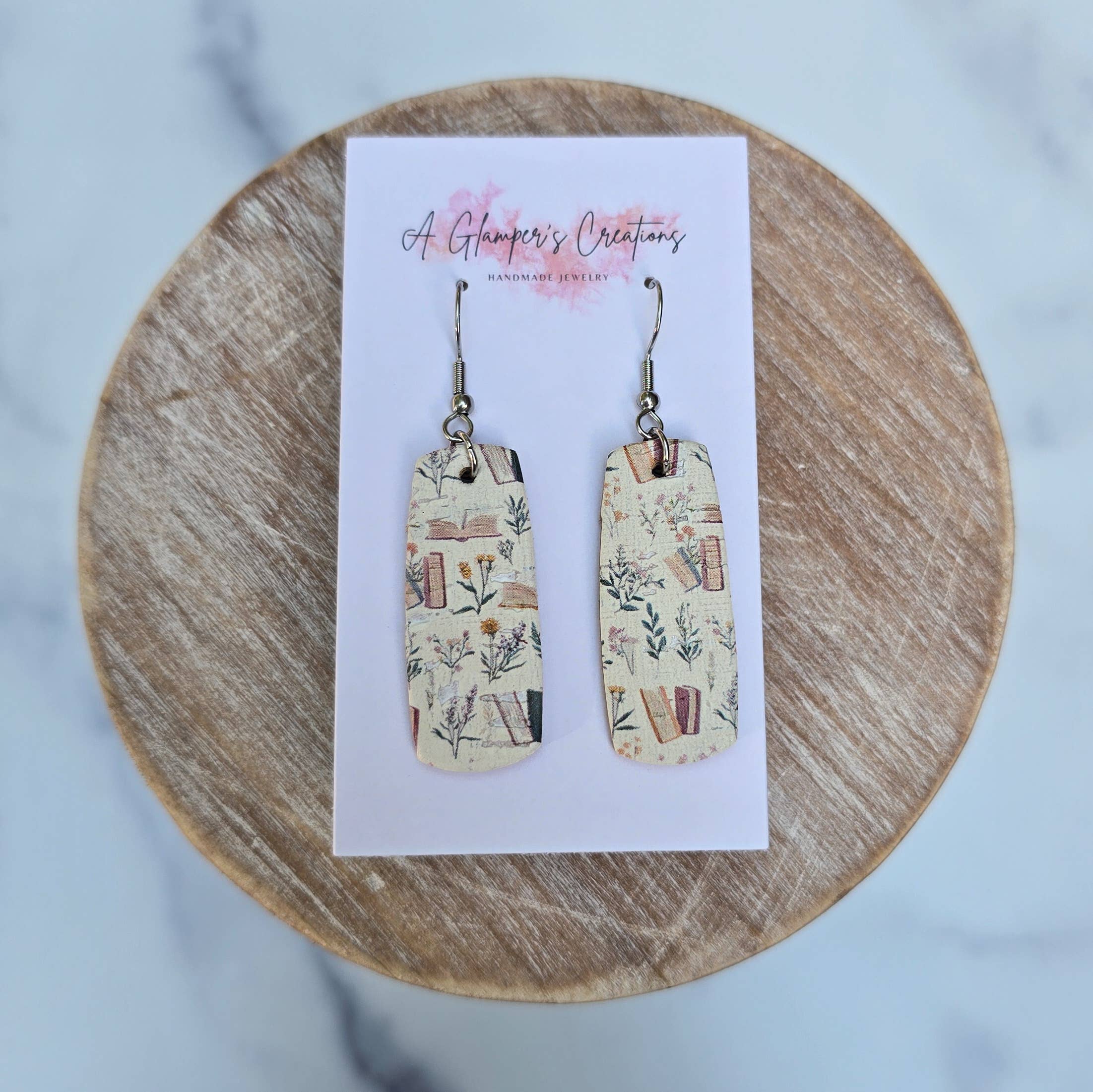 A Glamper's Creations LLC - Wholesale Dangle Earrings - Boho Bookish Mini Bar Leather Earrings2