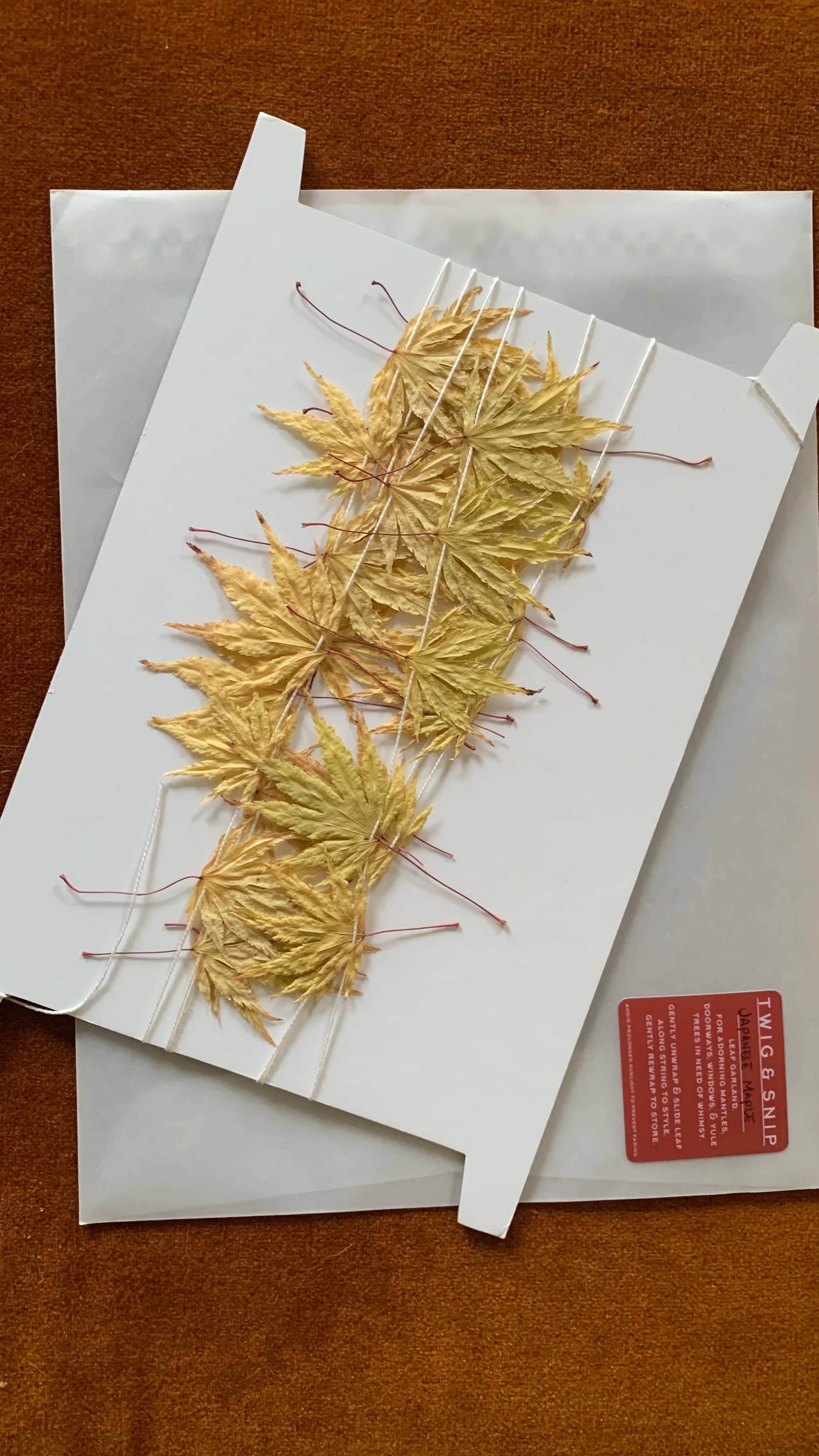 Twig and Snip - Wholesale Bunting/Garland - Dried Japanese Maple Leaf Garland GOLDEN- Natural Decor6