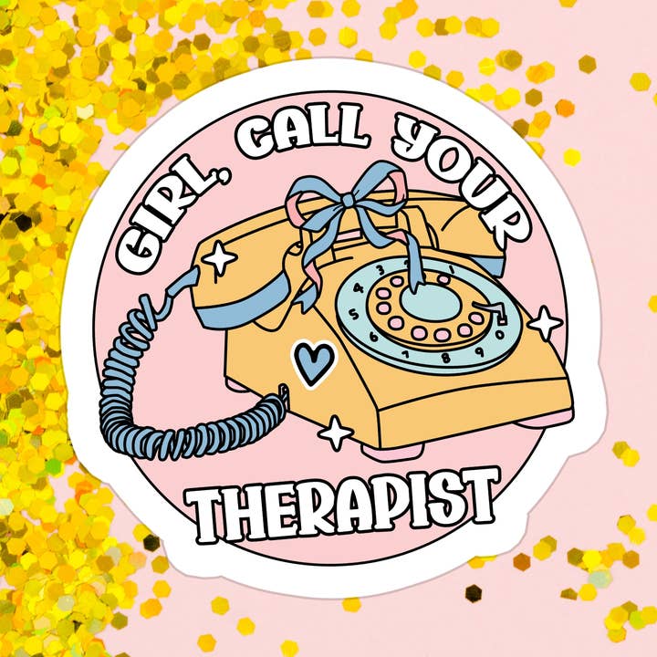 Funny Therapy Mental Health Waterproof Vinyl Sticker for wholesale by Stickers+ X Ashley Bexar