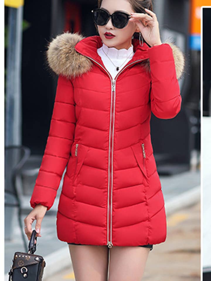 Lily Clothing - Wholesale Jacket - Women's - Thickened hooded wool-neck cotton-padded jacket2