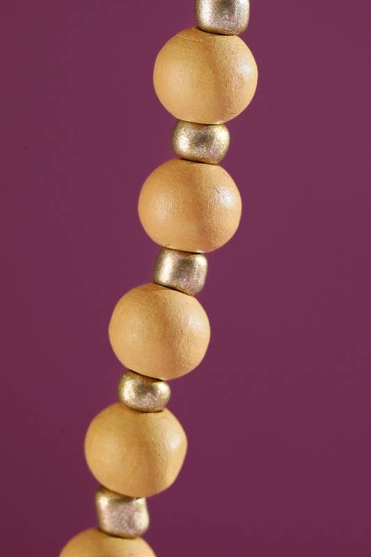 Urbanista - Wholesale Pendant/Charm Necklace - Wood Beaded Necklace with Hammered Cross Pendant3