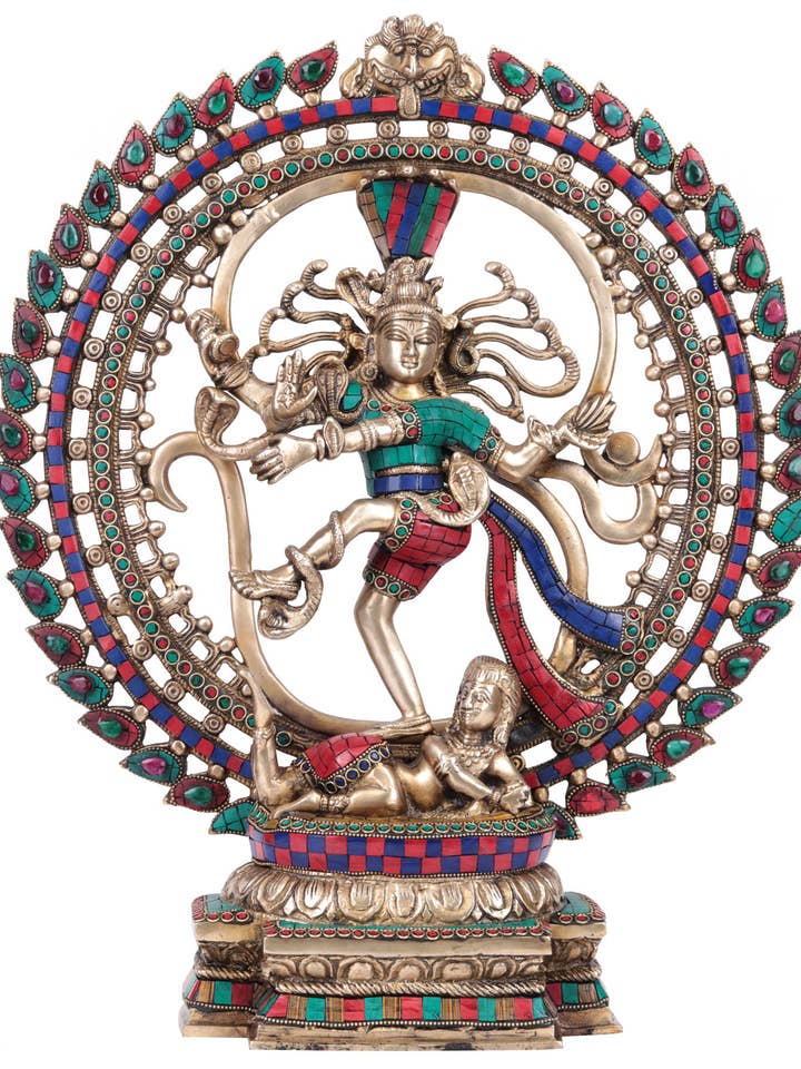 Lord Shiva As Nataraja de 19 pulgadas en latón | Hecho a mano | Hecho en la India para venta al por mayor de Exotic India Art