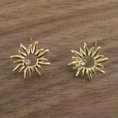 E23357 Small Celestial Sun Stainless Steel Post Earrings for wholesale by Pretty Persuasions