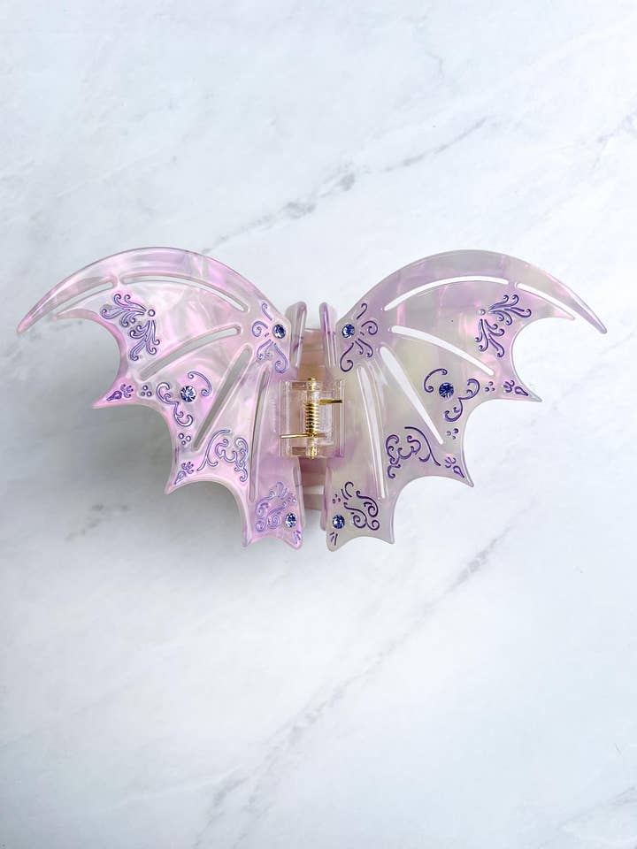 Pince à cheveux Bat Boys - Violet pastel | Cadeaux fantastiques pour la vente par Blissfully Bookish Company