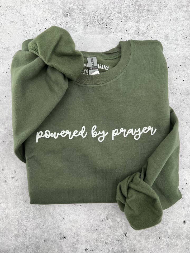 Sweatshirt Powered by Prayer pour la vente par Hand Made Alabama