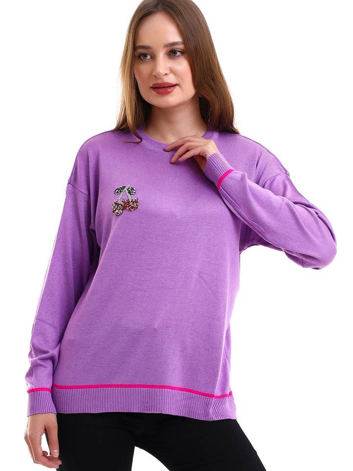 KNIT SWEATER WITH ACCESSORY ADDED for wholesale by Cloth Cube