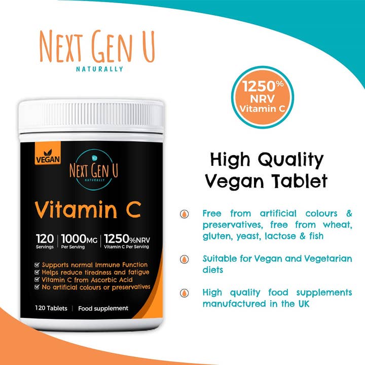 Next Gen U - Wholesale Oral Supplement/Vitamin - High Strength Vitamin C - 120 Vegan Tablets