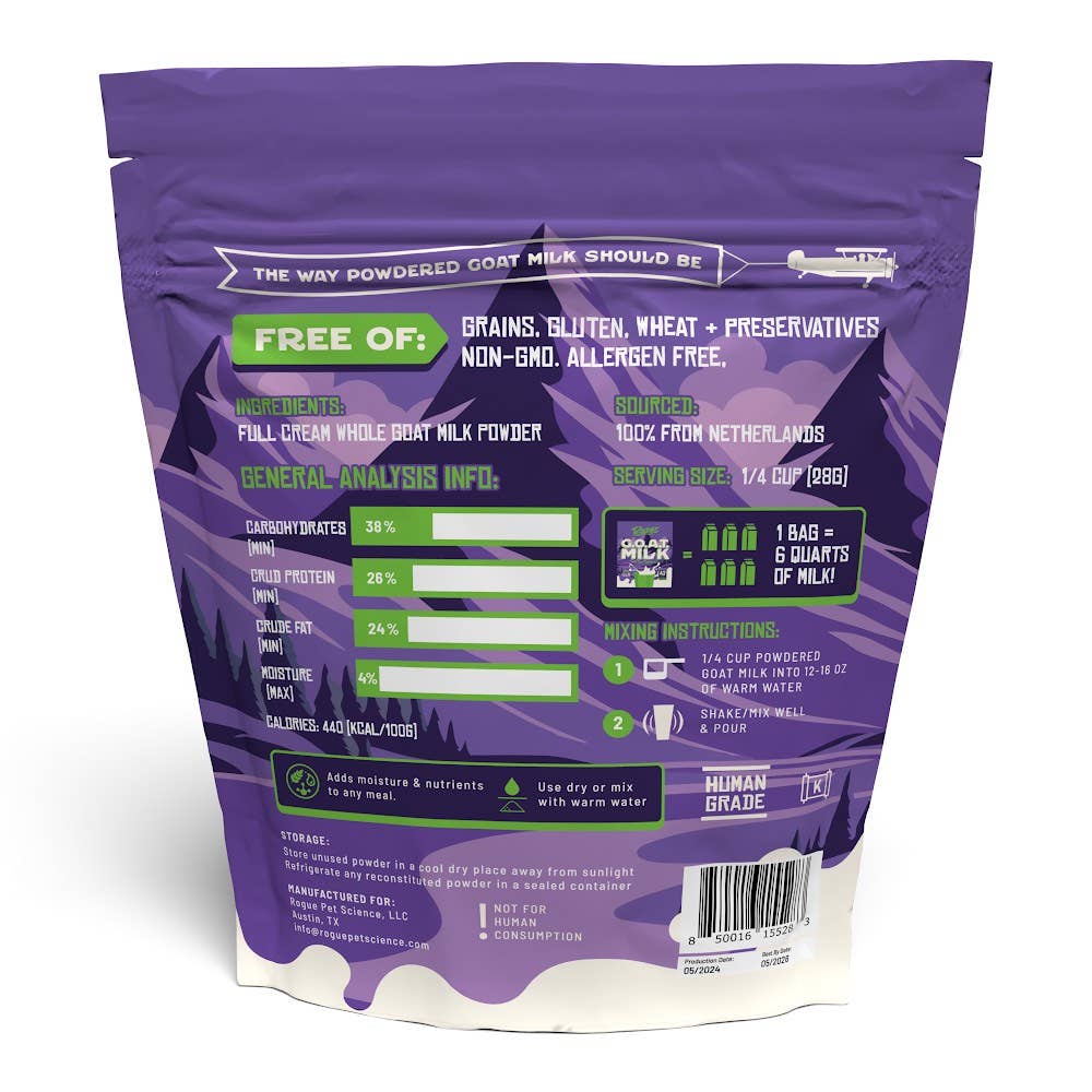 Rogue Pet Science - Vente Nourriture – chien - Lait en poudre G.O.A.T.1