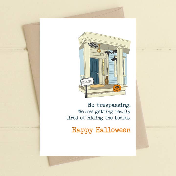 Halloween - No Trespassing - Greetings Card for wholesale by Dandelion Stationery