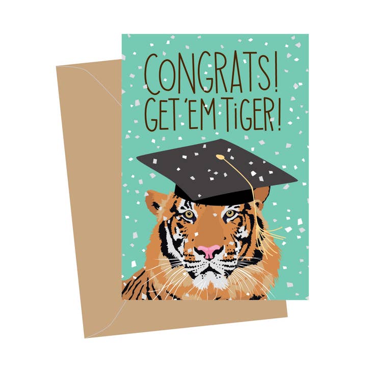 Mini Graduation Tiger, Folded Enclosure Cards for wholesale by Apartment 2 Cards