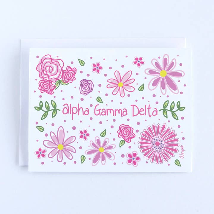 Ensemble de cartes de sororité Alpha Gamma Delta Vines and Blooms pour la vente par Debbie Vinyard