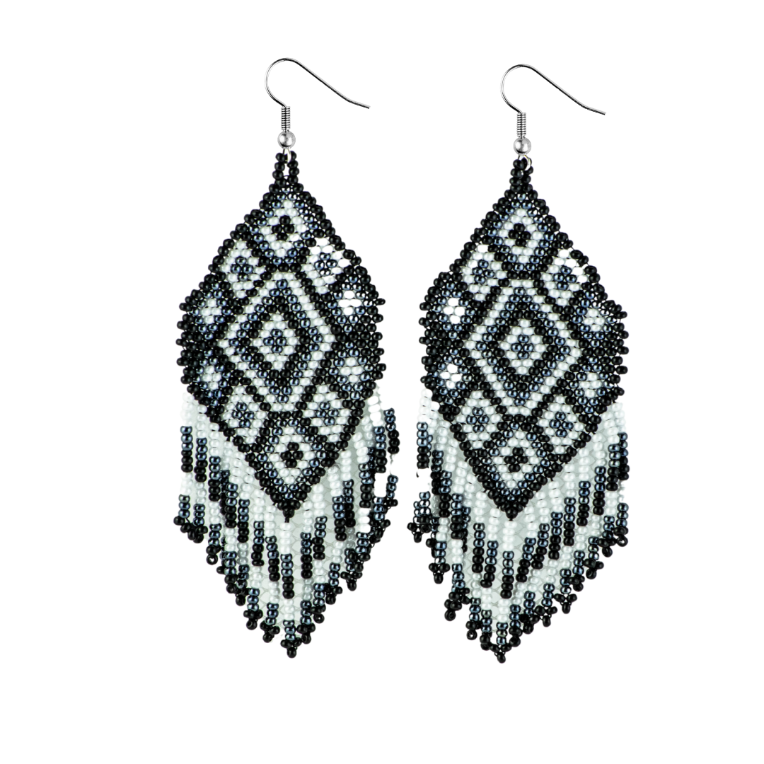 Lumily - Wholesale Jewelry - Men's - Flor Geometric Seed Bead Boho Fringe Earrings - Guatemala0