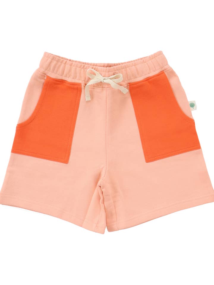 Short en coton biologique pour enfants - Pink Color Block pour la vente par Crann Organic