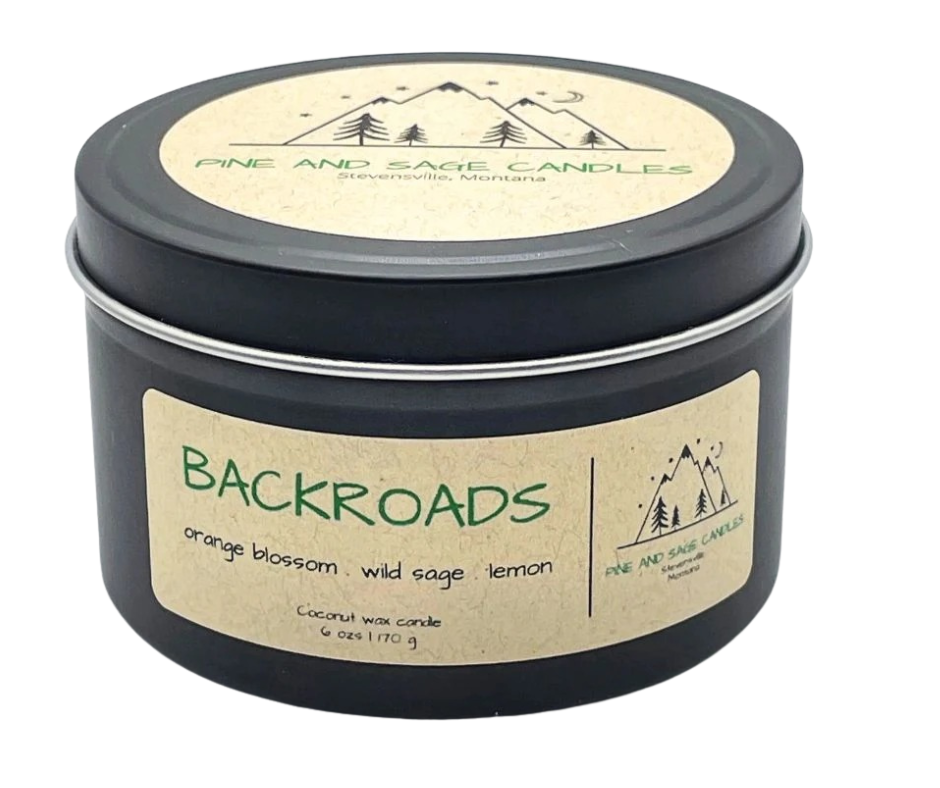 Pine and Sage Candles - Wholesale Travel Candles - Backroads-6 oz. Black Matte Candle Tin5