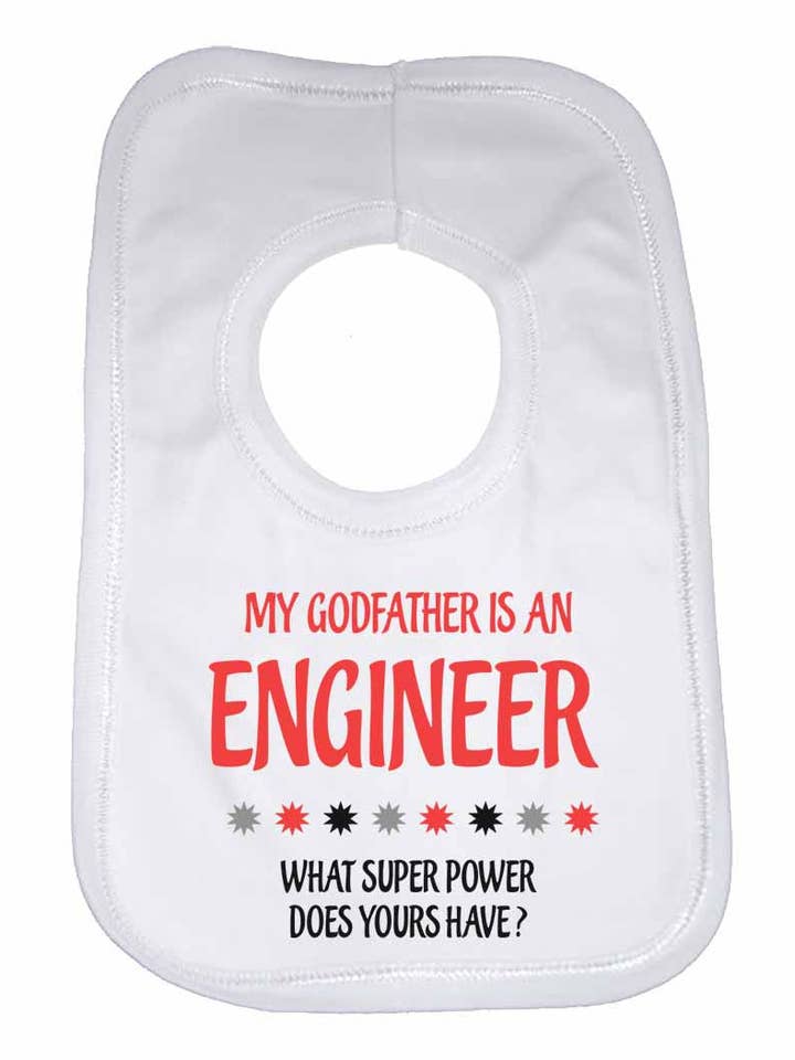 Mon parrain est ingénieur. Quel super pouvoir possède le vôtre ? - Bavettes pour bébés pour la vente par Little Ratbag