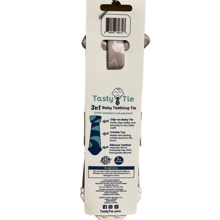 Tasty Tie® - Wholesale Teether (Not Clip-On) - Baby - Tasty Tie Teether, Crinkle Toy, Baby Boy Gift (Elephant)1